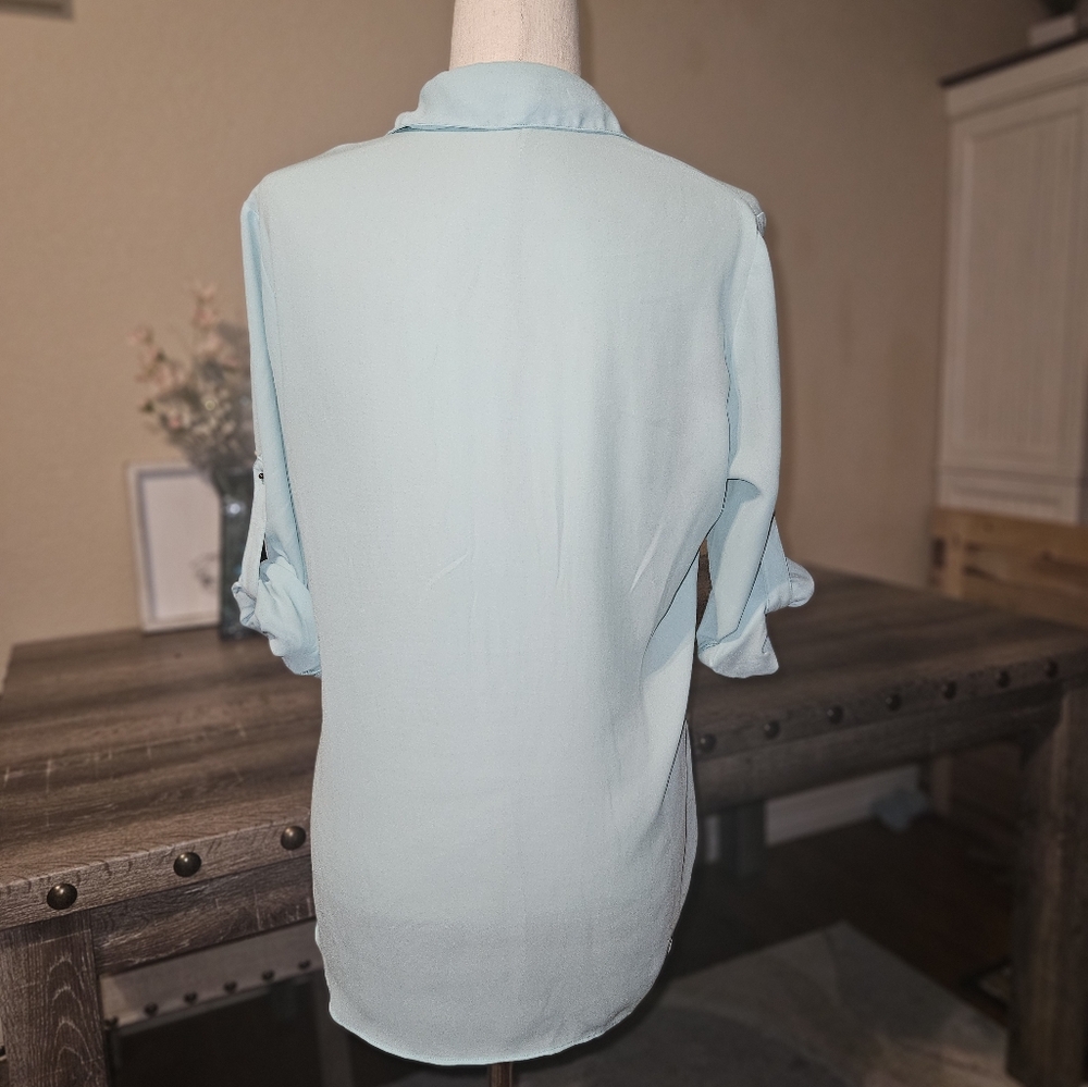 Light Blue Button-Up Blouse - Picture 2 of 11